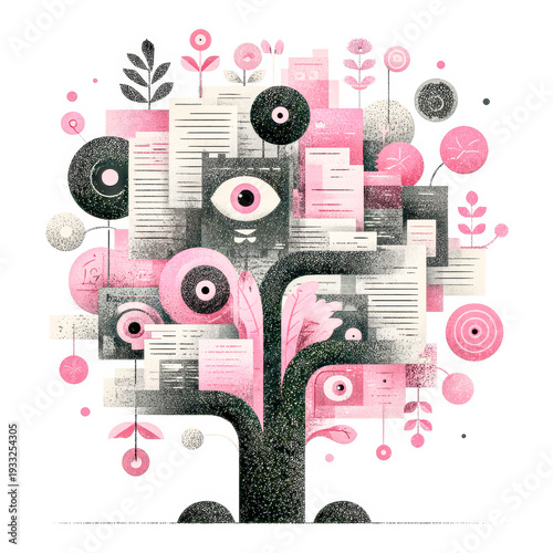 Information tree growing with numerous data documents