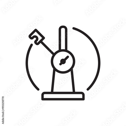 Charpy impact test icon symbolizing notch toughness, representing pendulum strike hardware, mechanical engineering tools, brittle fracture analysis systems, quality control, and metallurgical research