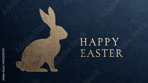 golden easter card with rabbit