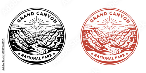 grand canyon national park monoline outdoor badge design