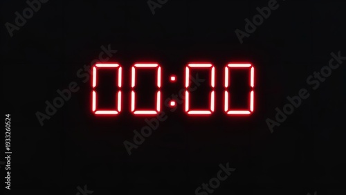 Red digital clock displaying 00 00 on a black background symbolizing countdown timer and urgency with bright red led numbers
