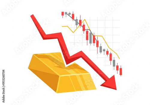 Gold stock market drop and commodity trading loss vector