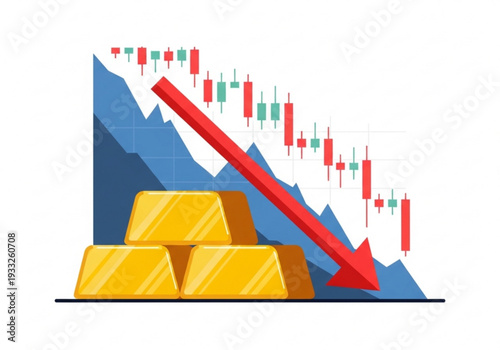 Gold stock market drop and commodity trading loss vector
