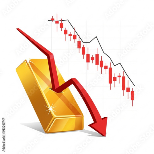Precious metal market crash vector with downward financial graph

