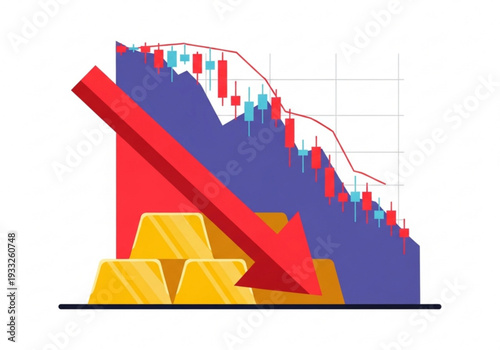 Precious metal market crash vector with downward financial graph
