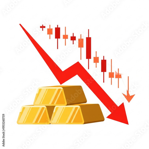 Gold stock market drop and commodity trading loss vector