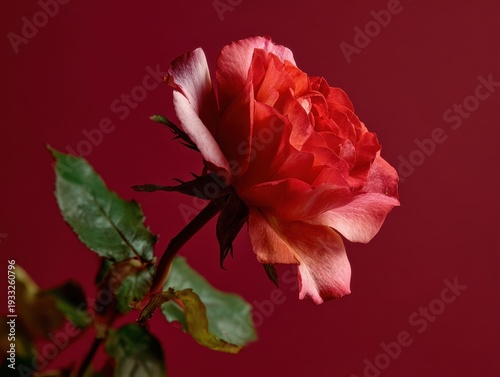 rose blossom natural isolated on a red background