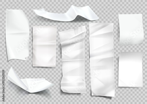 Paper bill template with 3D mockup design for retail shop displays. Realistic empty receipt roll - isolated cash register slip for supermarket purchase documentation and payment voucher systems.