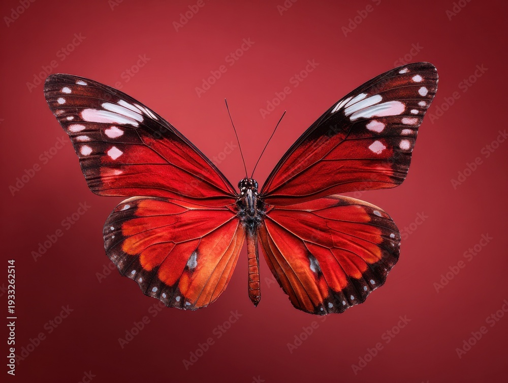 Obraz premium butterfly wings open isolated on a red background