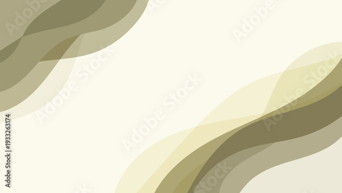 Neutral olive beige abstract background with soft layered wave shapes. Ideal for eco branding, natural products, wellness themes, packaging, presentations, and modern minimalist design layouts.