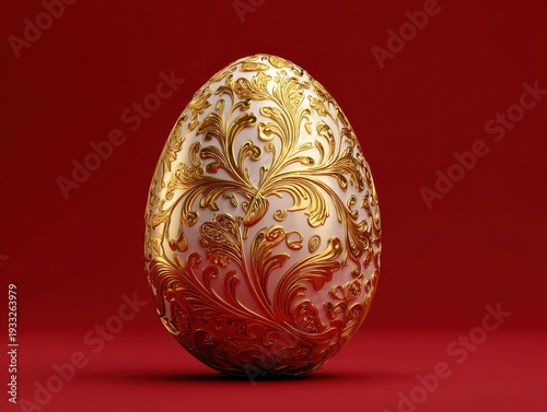 Wallpaper Mural golden easter egg luxury isolated on a red background Torontodigital.ca