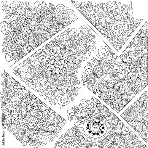 Intricate geometric patterns on a decorative mosaic floor with central drain Vector