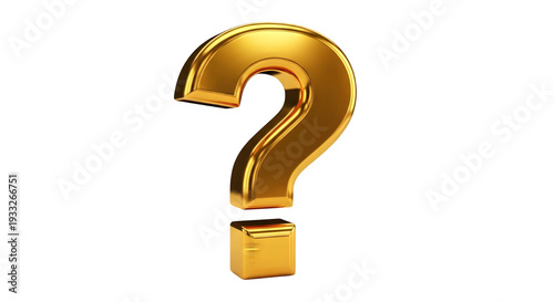 Shiny gold question mark symbol for queries and solutions