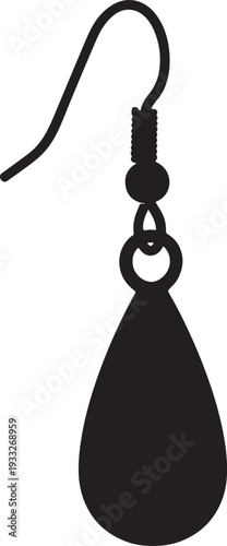 Black earring with teardrop pendant also transparent background jewelry earring hook metal hook
