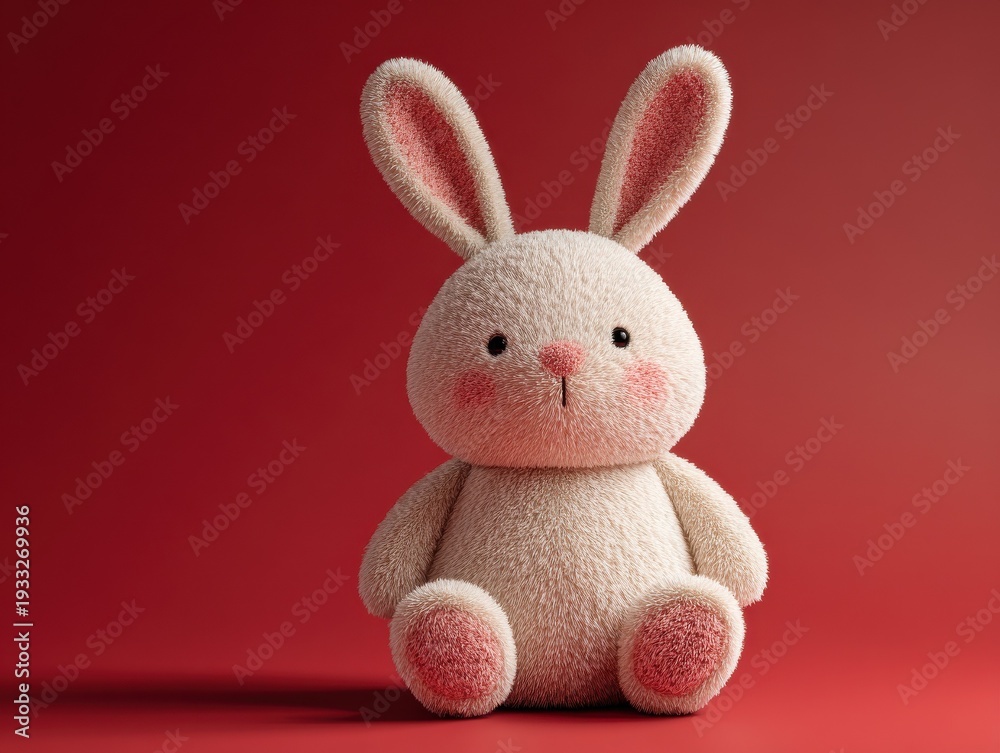 Obraz premium cute easter bunny plush isolated on a red background