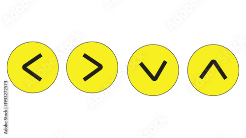 Yellow Circles with Arrow Icons: Comparison, Navigation, and Selection Symbols