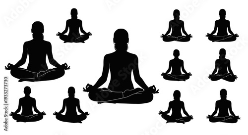 Group of People Meditating in Lotus Position.