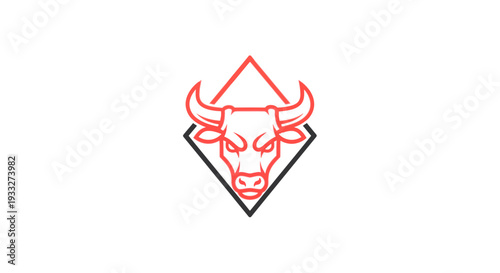 Strong Bull Head Logo Design within Geometric Diamond Shape. Modern Minimalist Vector Graphic for Business and Sport Branding.