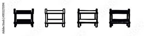 Bunk Beds Silhouette Vector Icon Set