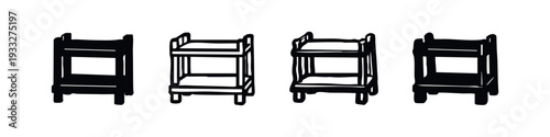 Hand Drawn Bunk Beds Doodle Style Icon Set