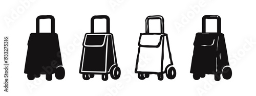 Collection of Rolling Shopping Cart Trolley Icons