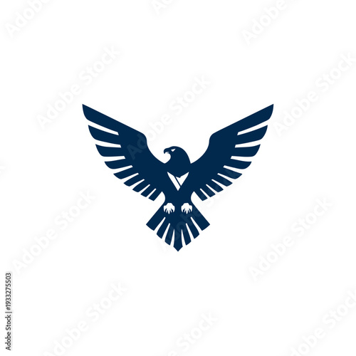 Majestic flying eagle silhouette with spread wings, freedom symbol, powerful bird of prey vector illustration