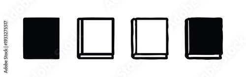 Minimalist Book Icons Set in Black and White. Library, Education, and Reading Symbols.