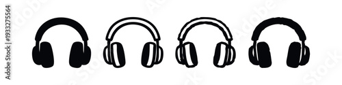 Set of Hand-Drawn Earphones and Headphones Icons, Doodle Style Music Device Vector