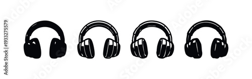 Collection of Hand-Drawn Headset Icons, Doodle Style Audio Headphones Vector Illustrations