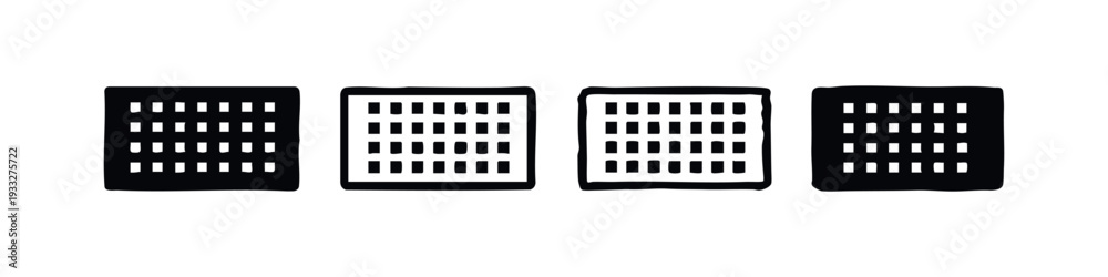 Naklejka premium Square Waffle Icon Set in Flat Design, Breakfast and Dessert Food Symbols