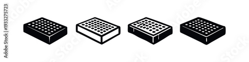 Isometric Textured Food Icons, 3D Waffle Symbol Collection for Sweet Treats