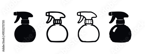 Cleaning Spray Bottle Icon Set, Household Sprayer Vector for Disinfectant