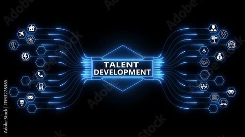 Advanced workforce training dashboard powered by Talent Development interface with secure employee capability analytics and digital HR management system 4K animation video