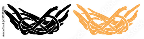 Intricate knotwork in black and orange, symbolizing connection and complexity