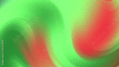 Vibrant abstract Grainy background with green and red swirling shapes Hues Noise Texture Design Element.