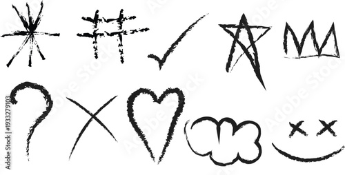 Set of 8 hand-drawn symbols vector