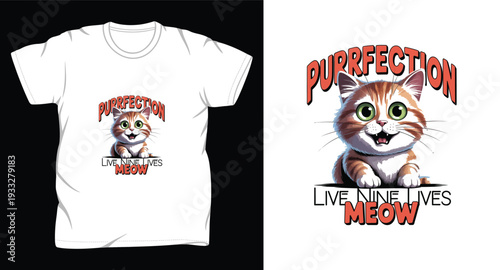 cat graphic vector art t shirt design print template 