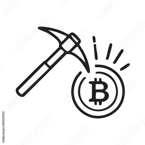 Bitcoin Mining Icon – Cryptocurrency Blockchain Concept