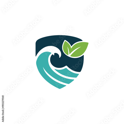 An icon of leaf, sea and strom combine