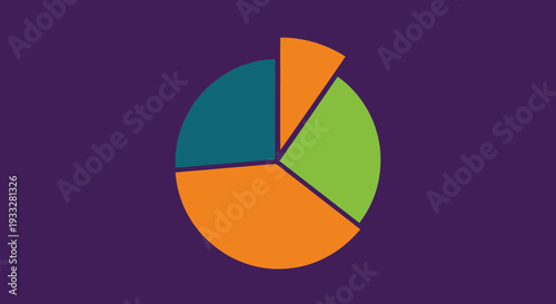 Pie chart showing four different coloured sections on purple background
