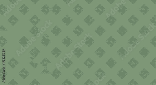 Olive green seamless background pattern of textured diamond shapes