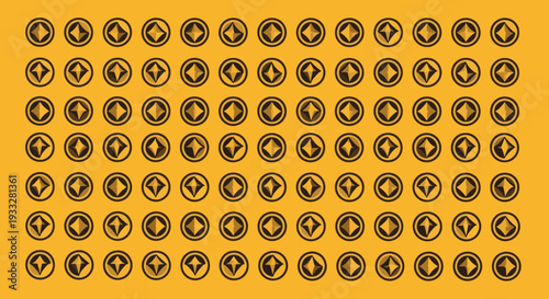 Pattern circles with inset diamond shapes, gold background