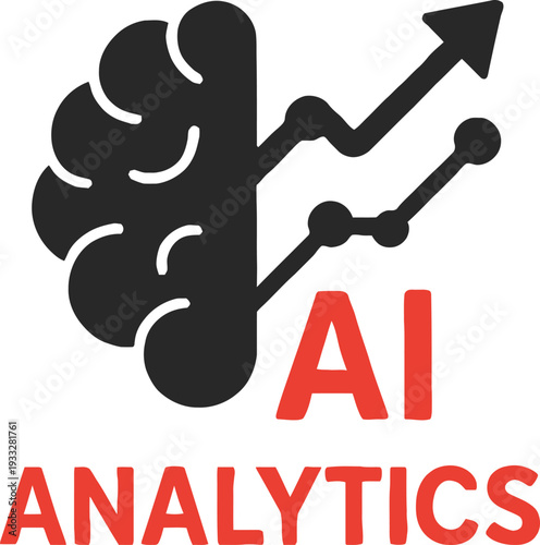 AI analytics brain with graph and arrow artificial intelligence