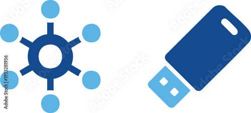 Set of 2 blue technology icons vector