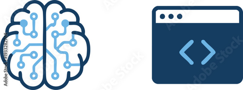 Set of 2 coding icons vector