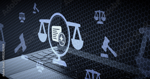 Inteligencia Artificial para la Gestión Documental y Derecho Administrativo con Icono de Documento y Balanza