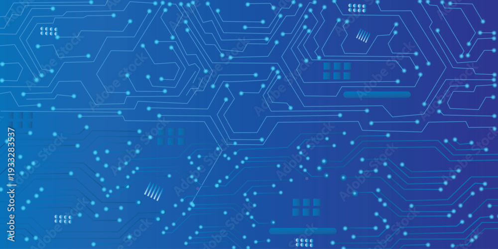 Fototapeta premium Vectors circuit board on a dark technological background.Abstract Technology Background, blue pattern with electric light, microchip, power