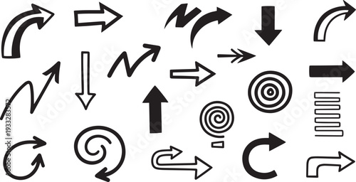 A diverse collection of various directional arrows and symbols Vector, illustration