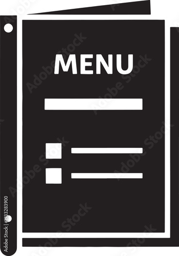 Black and White Menu Icon Design for Restaurant or Cafe.
