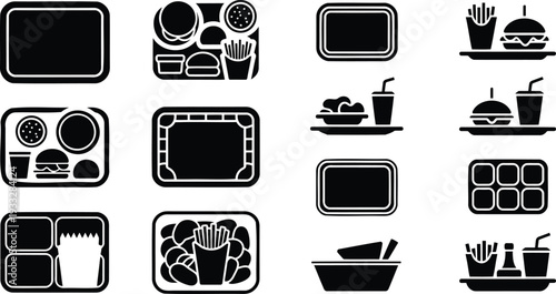 Assorted icons representing various kitchen appliances and food items in a minimalist style Vector, illustration